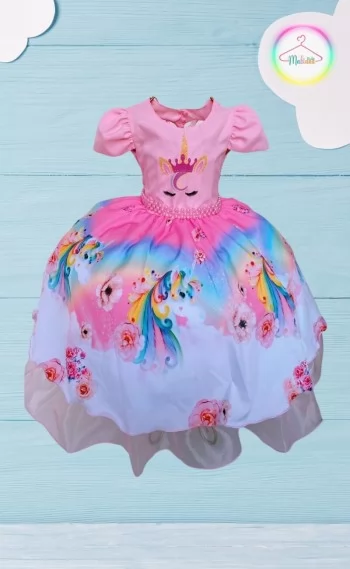 Vestido Luxinho Tema Unicornio