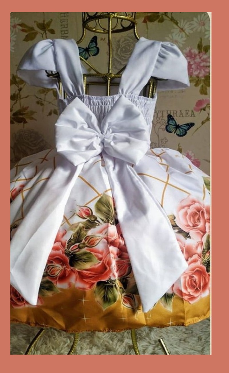 Vestido Infantil Princesa Laçinho Flores