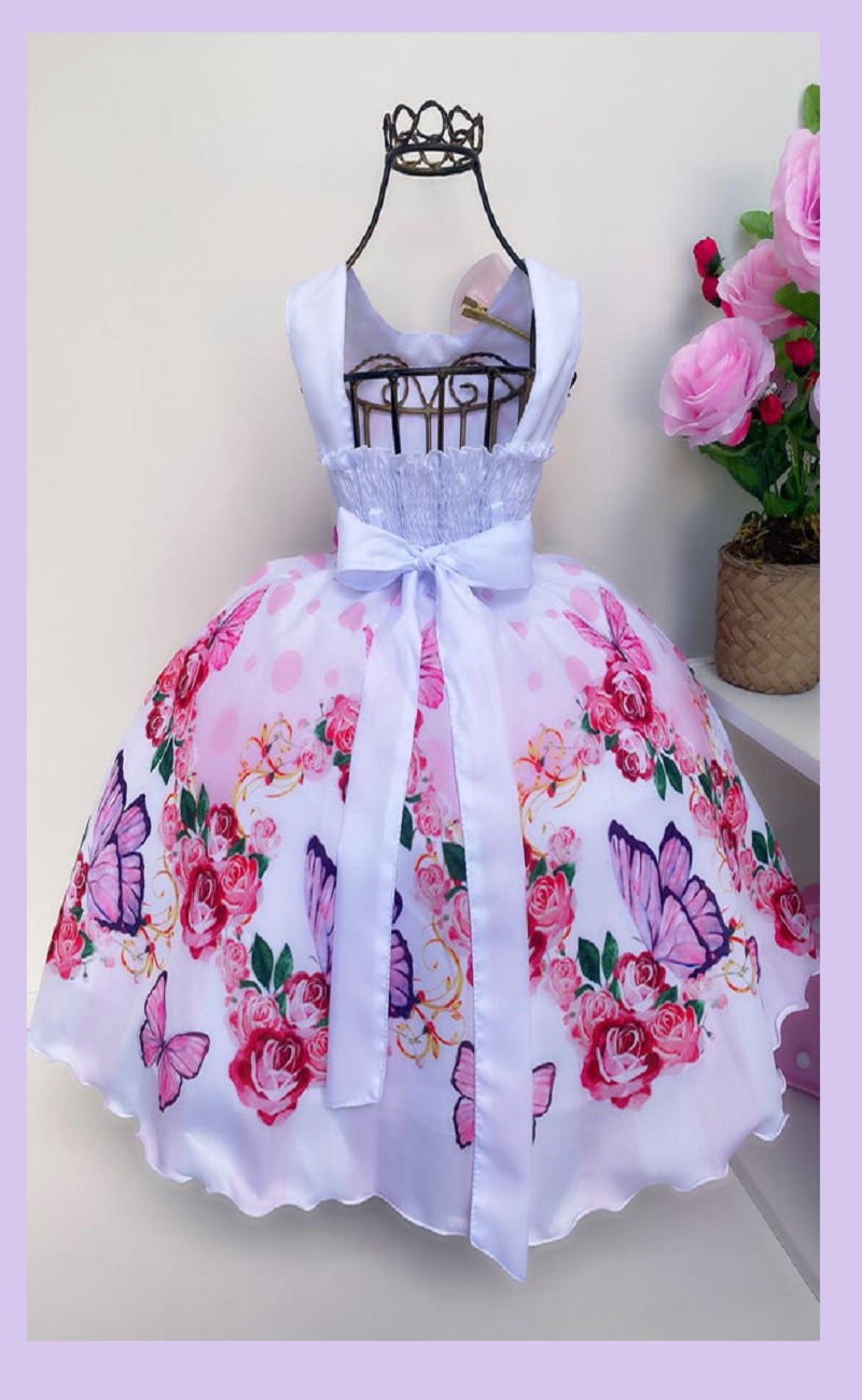 Vestido Infantil Jardim Encantado Com Borboletas