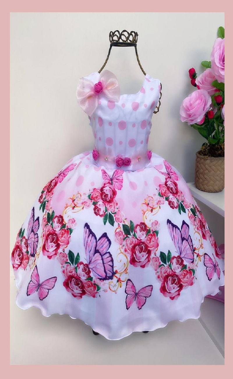 Vestido infantil tema jardim sales encantado