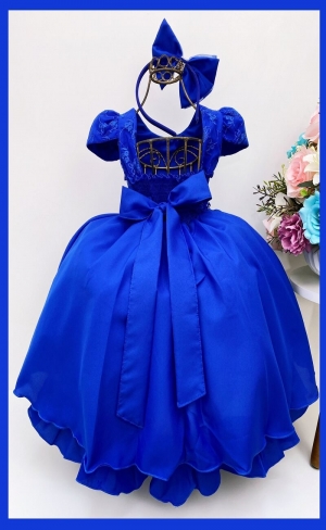 Vestido infantil de festa fashion azul marinho