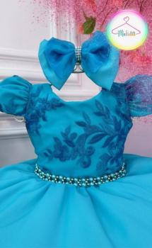 Vestido infantil best sale festa azul tiffany