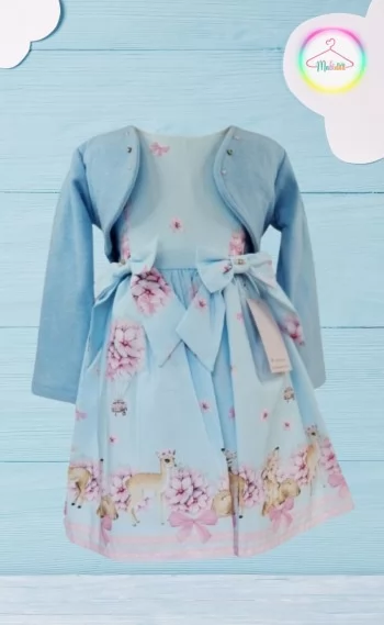 Vestido Infantil Festa Azul Claro -  Floresta, Jardins, Encanto da Floresta